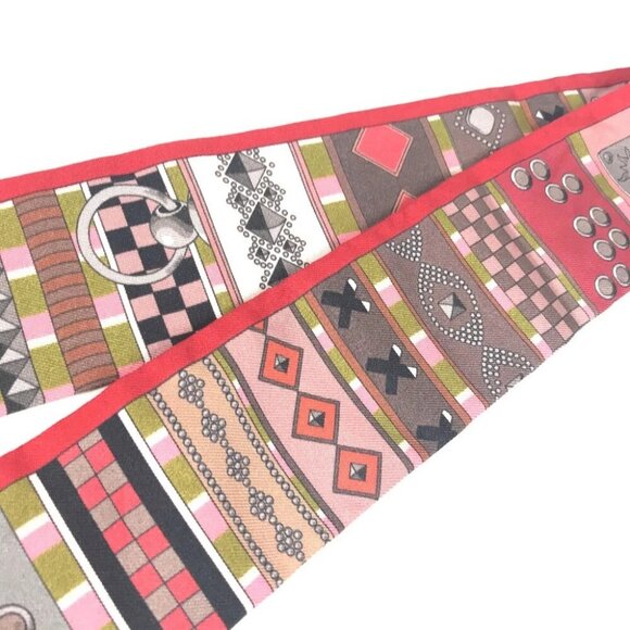 HERMES Twilly Twilly Collier de Chien Bandeau Scarf Scarf silk Red - Picture 10 of 15